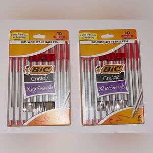 BIC Cristal Xtra Smooth Ball Point Pens, 2 Boxes, Red, Medium